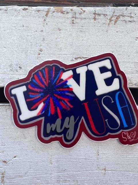Love My USA Sparkles & Lace Sticker | Sparkles & Lace Boutique