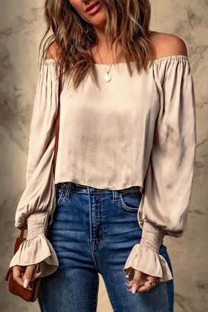Sophia Smocked Flounce Sleeve Off-Shoulder Blouse - Online Exclusive | Sparkles & Lace Boutique