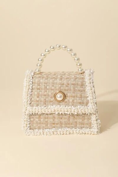 Lux Pearly Trim Woven Handbag - Online Exclusive