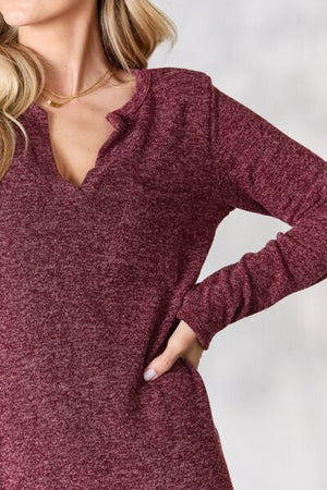 Carrie Notched Long Sleeve Top - Online Exclusive
