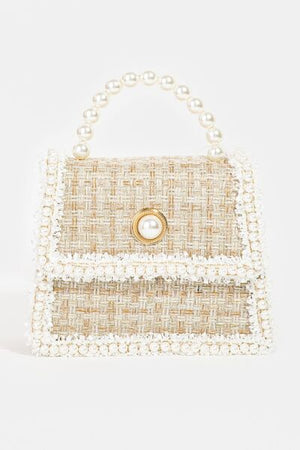 Lux Pearly Trim Woven Handbag - Online Exclusive